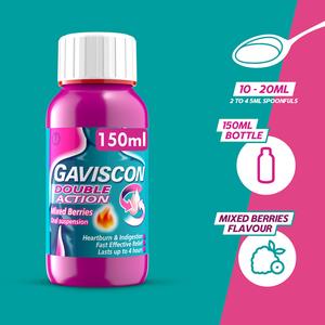 Gaviscon Double Action Oral Suspension Mixed Berries 150ml - gallery image 3