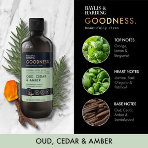 Baylis & Harding Goodness Oud & Cedar Natural Body Wash 500ml - gallery image 2