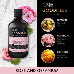 Baylis & Harding Goodness Rose & Geranium Natural Bath Soak 500ml - gallery image 2