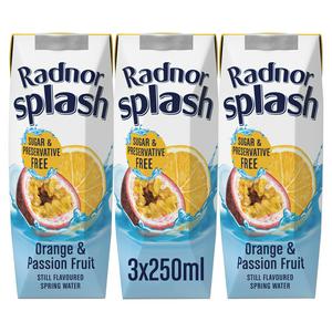Radnor Splash 3 x Orange & Passion Fruit Still Flavoured Spring Water 250ml