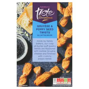 Sainsbury's Gruyere & Poppy Twists, Taste the Difference 100g