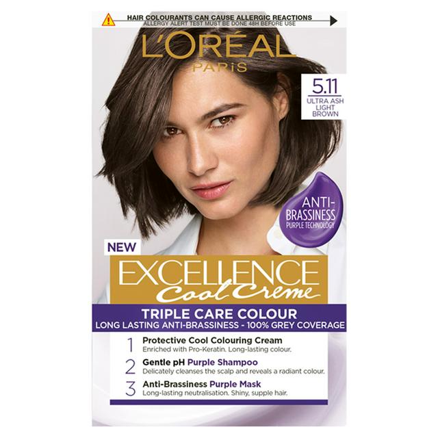 L'Oreal Paris Excellence Cool Crème Permanent Hair Dye Ultra Ash Light  Brown  | Sainsbury's