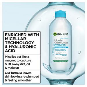 Garnier Micellar Hyaluronic Aloe Water Facial Cleanser Makeup Remover For Dehydrated Skin 400ml - gallery image 4