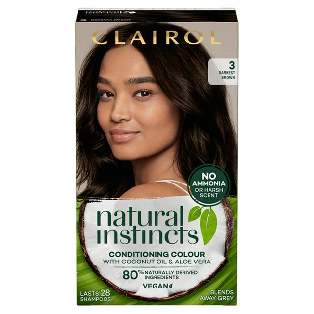 Clairol Natural Instincts Hair Dye Darkest Brown 3 | Sainsbury's