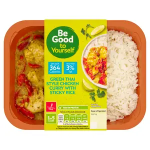 Sainsbury's Green Thai Style Chicken Curry with Sticky Rice, Be Good to Yourself Ready Meal for 1 380g 