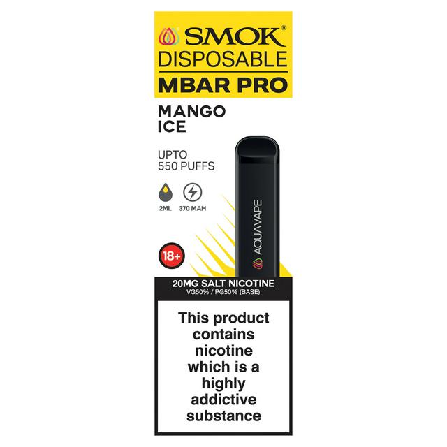 Aqua Vape Smok Disposable Mbar Pro Mango Ice 20mg Sainsbury s