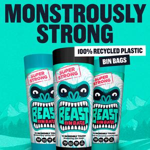 Beast Incredibly Tough Drawstring Bin Bags x10 70L - gallery image 2