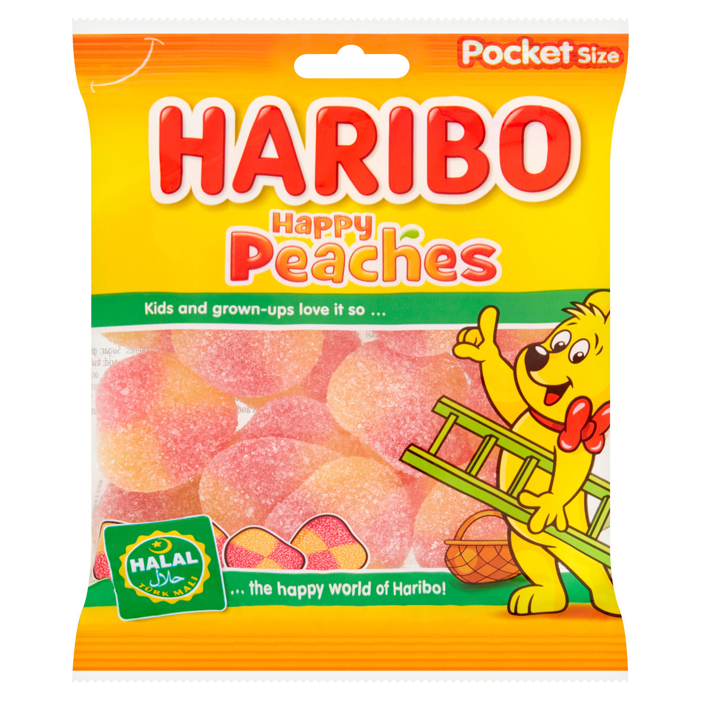 Haribo Halal Happy Peaches Bag Fruit Gums 100g