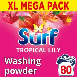 Surf Tropical Lily Washing Laundry Detergent Powder 80 Washes 4kg