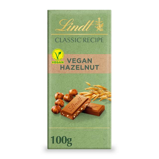 Lindt Classic Recipe Vegan Hazelnut Chocolate Bar 100g | Sainsbury's