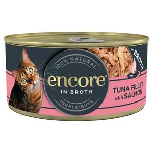 Encore Tuna Fillet with Salmon in Broth Tin Natural Wet Cat Food 70g - video