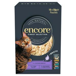 Encore Finest Selection in Broth Natural Wet Cat Food Pouches 10 x 50g - video