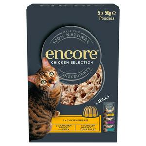 Encore Chicken Selection in Jelly Natural Wet Cat Food Pouches 5 x 50g - video