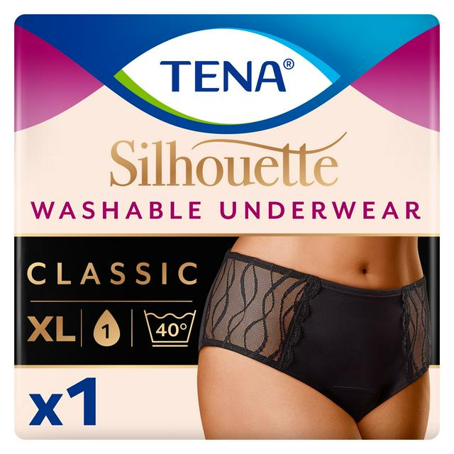Tena Silhouette Washable Absorbent Underwear Classic Black XL
