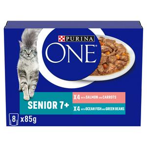 Image forPurina One Senior 7+ Mini Fillets Salmon & Ocean Fish Wet Cat Food 8 x 85g