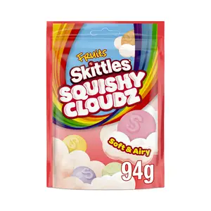 Skittles Squishy Cloudz Chewy Sweets Fruit Flavoured Sweets Pouch Bag 94g