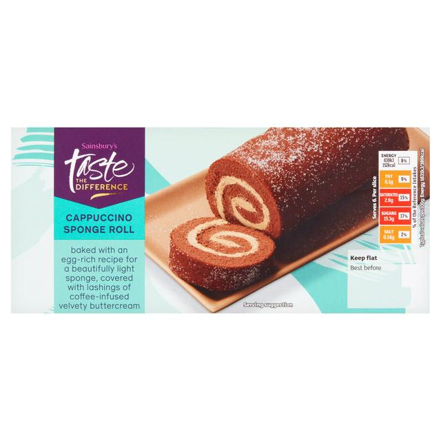 Sainsbury's Cappuccino Coffee Sponge Swiss Roll Cake, Taste the Difference 235g - gallery image 1