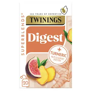 Twinings Superblends Digest Ginger & Turmeric with Fig Tea Bags x20 40g