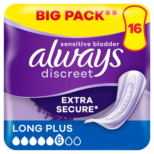 Always Discreet Incontinence Pads+ Long Plus 16, Toiletries