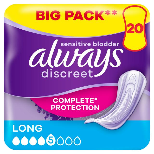 Always Discreet Incontinence Pads Long Plus, Womens Toiletries