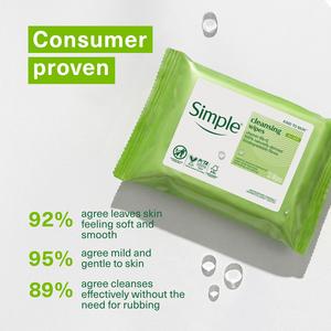 Simple Kind to Skin Cleansing Wipes Biodegradable Make Up Remover Wipes 50pc - gallery image 3