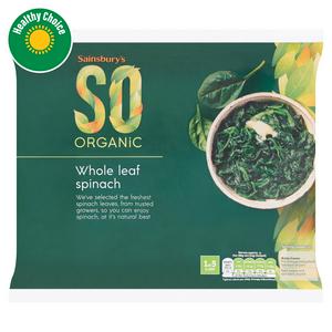 Sainsbury's Whole Leaf Spinach, SO Organic 500g
