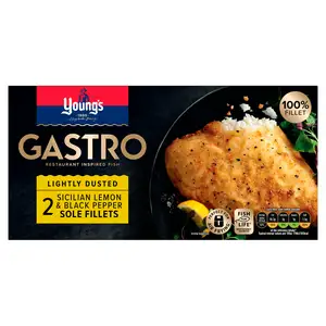 Young's Gastro Lightly Dusted Sicilian Lemon & Black Pepper Sole Fillets x2 280g