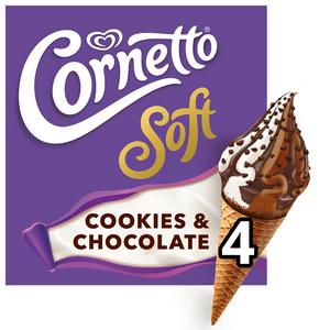 Cornetto Soft Cookie & Chocolate Ice Cream Cones 4x140ml - gallery image 2