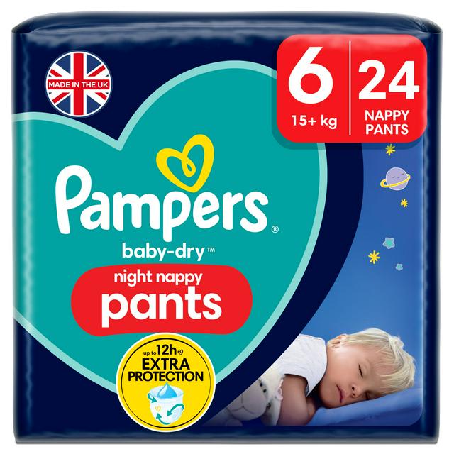 Niet genoeg Oordeel blik Pampers Baby Dry Night Nappy Pants Size 6, 15kg+ x24 | Sainsbury's