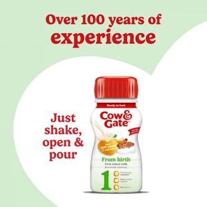 Cow & Gate 1 First Infant Baby Milk Formula Liquid From Birth Multipack Ready To Feed 6x200ml - gallery image 2