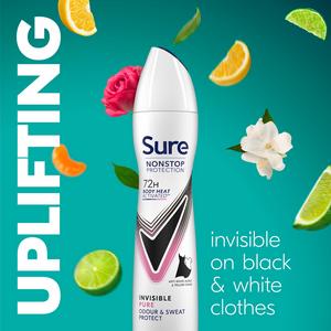 Sure 250ml Invisible Pure 72h Nonstop Protection Antiperspirant Aerosol Deodorant - gallery image 3