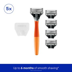 Harry's 5 x Blade Refills Bright Orange 5 Blade Men's Razor Starter Pack - gallery image 2