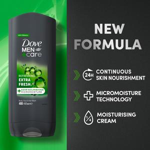 Dove Men+Care Extra Fresh Shower Gel Body Wash & Face Wash 400ml - gallery image 2