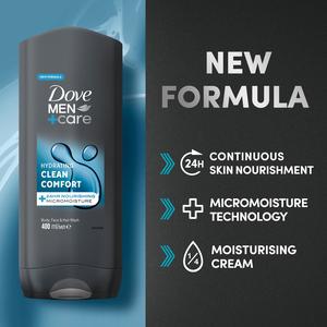 Dove Men+Care 400ml Clean Comfort 3 in 1 Hair, Face and Body Wash Shower Gel - gallery image 2