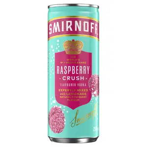 SAINSBURYS > Food Cupboard > Smirnoff Ready To Drink Premix Raspberry Crush & Lemonade 250ml