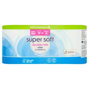 Sainsbury's Super Soft White Toilet Tissue Double Rolls 2 equals 4 Rolls