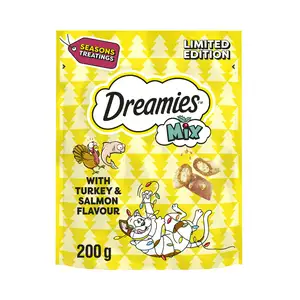 Dreamies Mix Adult Cat Treat Biscuits Turkey & Salmon Mega Pack, Limited Edition 200g