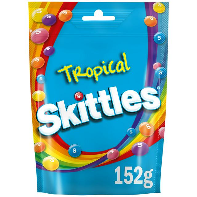 Skittles Vegan Chewy Sweets Tropical Fruit Flavoured Pouch Bag 152g