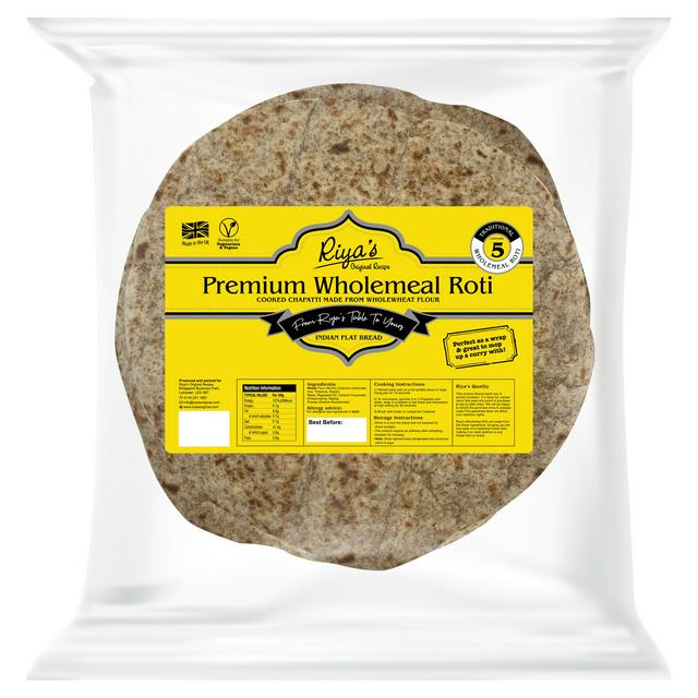 Riyas Riya's Original Recipe Premium Wholemeal Roti Indian Flat Bread x5