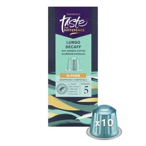 Sainsbury's 10 x 52g Lungo Decaf Coffee Pods, Taste the Difference - gallery image 2