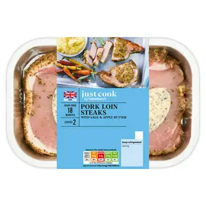 Sainsbury's Just Cook Sage & Apple British Pork Loin Steaks x2 400g