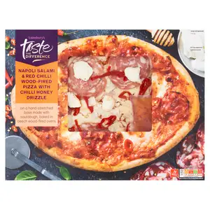 Sainsbury's Wood Fired Napoli Salami & Chilli Honey Pizza, Autumn Edition, Taste the Difference 460g