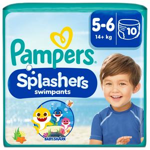 Pampers Splashers 10 x Baby Shark Edition Size 5-6, 14kg+ Disposable Swim Nappy Pants