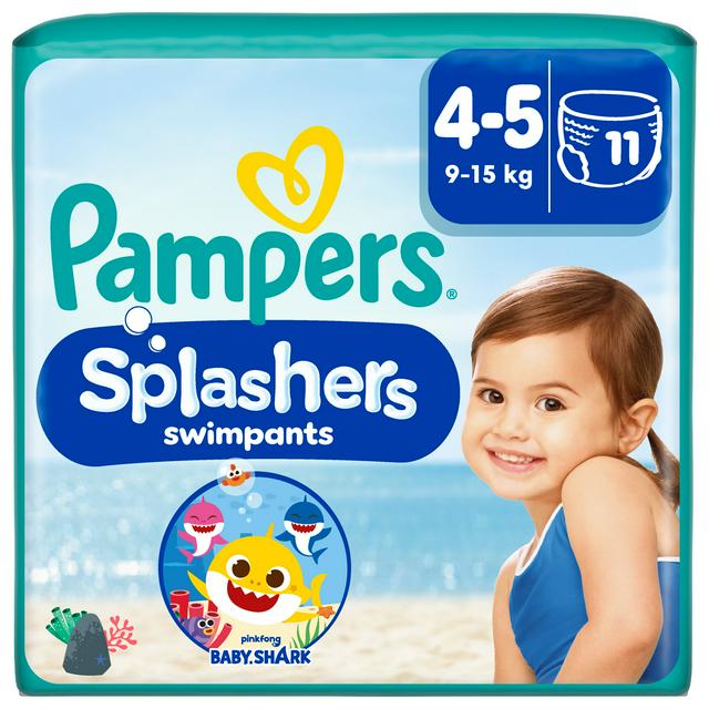 Pampers Splashers 11 x Baby Shark Edition Size 4-5, 9kg-15kg Disposable Swim Nappy Pants - gallery image 1