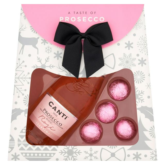 Canti 20cl Rosé Prosecco & The Secret 38g Truffletier Milk Truffle Prosecco Gift Set - gallery image 1