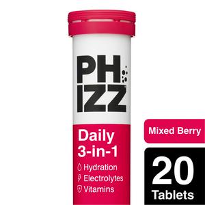 Phizz Daily 3-in-1 Hydration, Electrolytes & Vitamins Effervescent Tablets Mixed Berry x20 Tablets - video
