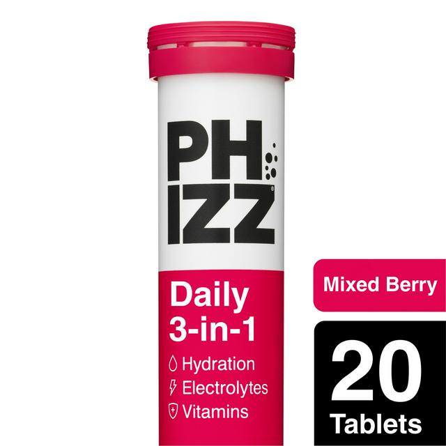 Phizz Daily 3-in-1 Hydration, Electrolytes & Vitamins Effervescent Tablets Mixed Berry x20 Tablets - gallery image 1