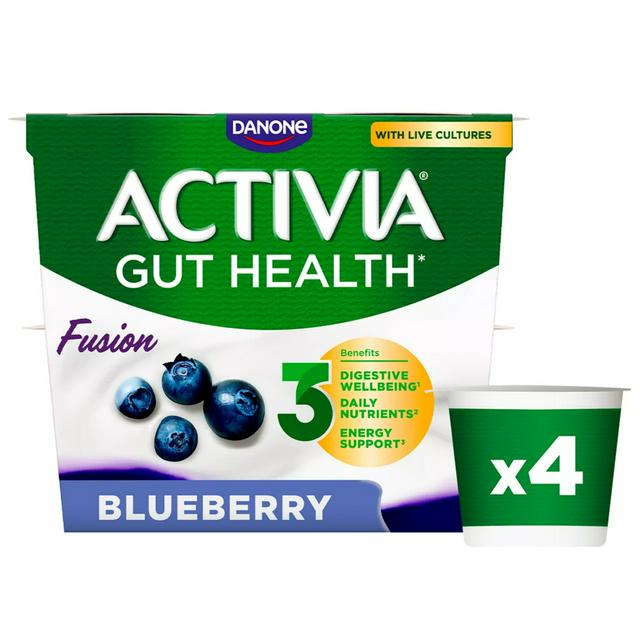 Activia Fusions Blueberry Acai Gut Health Fruit Yoghurt Multipack 4 x 120g - gallery image 1