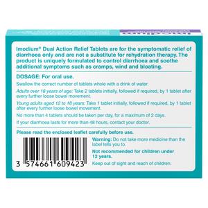 Imodium Dual Action 6 x Bloating Wind Relief Diarrhoea Cramps Tablets - gallery image 6