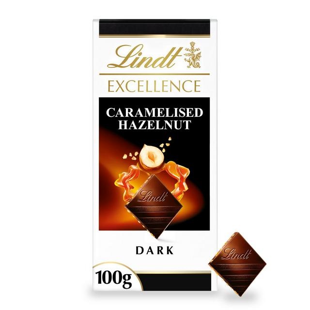 Lindt Excellence Caramelised Hazelnut Dark Chocolate Bar 100g - gallery image 1